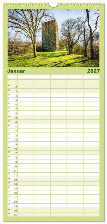 Produktbild: Familienplaner 2027 - Burgen des Hunsr&uuml;cks mit 5 Spalten (Wandkalender, 21 x 45 cm) CALVENDO