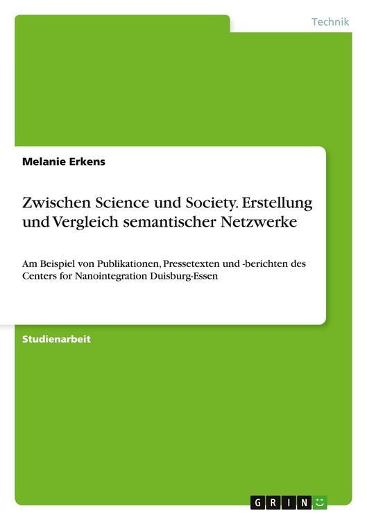 Produktbild: Zwischen Science und Society. Erstellung und Vergleich semantischer Netzwerke