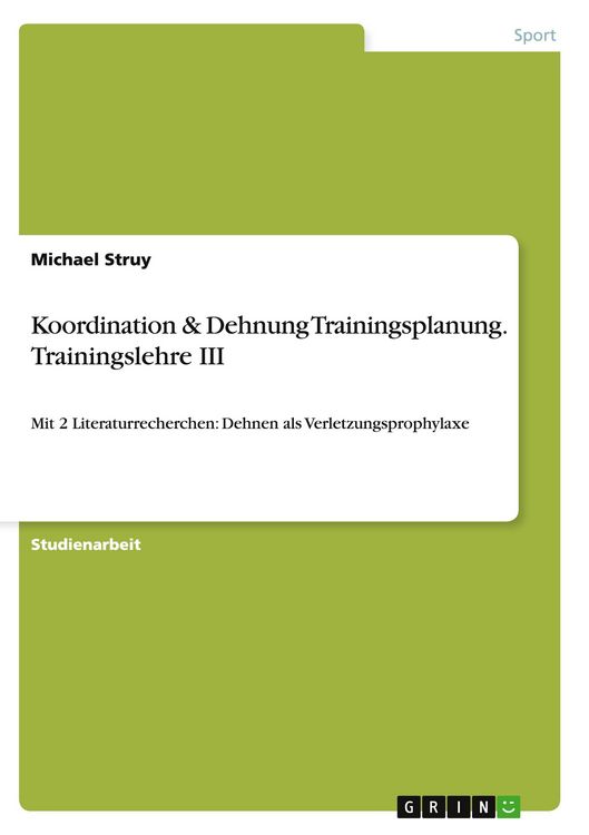 Produktbild: Koordination & Dehnung Trainingsplanung. Trainingslehre III