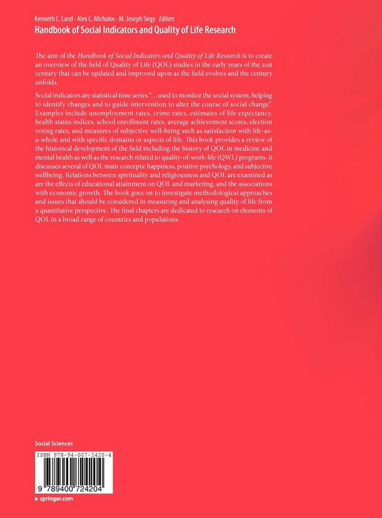 Produktbild: Handbook of Social Indicators and Quality of Life Research