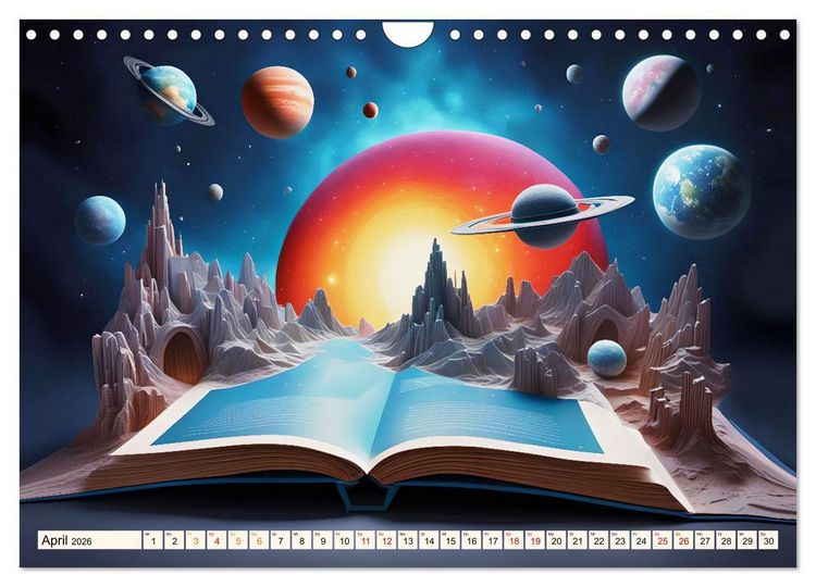 Produktbild: Fantasy-B&uuml;cher Sch&ouml;nheit des Universums (Wandkalender 2026 DIN A4 quer), CALVENDO Monatskalender