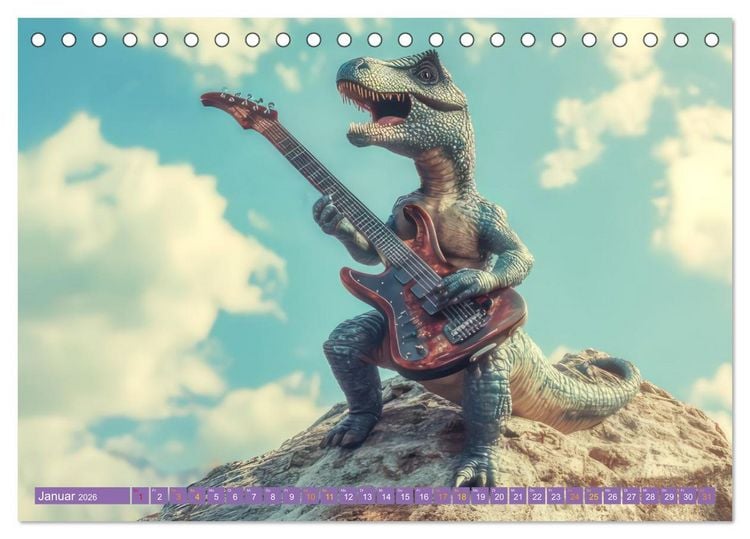 Produktbild: Dinos rocken ab (Tischkalender 2026 DIN A5 quer), CALVENDO Monatskalender