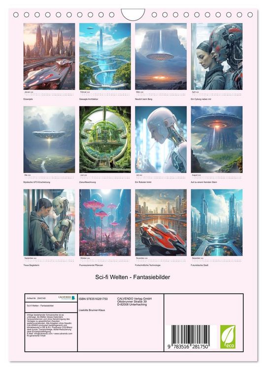 Produktbild: Sci-fi Welten - Fantasiebilder (Wandkalender 2026 DIN A4 hoch), CALVENDO Monatskalender