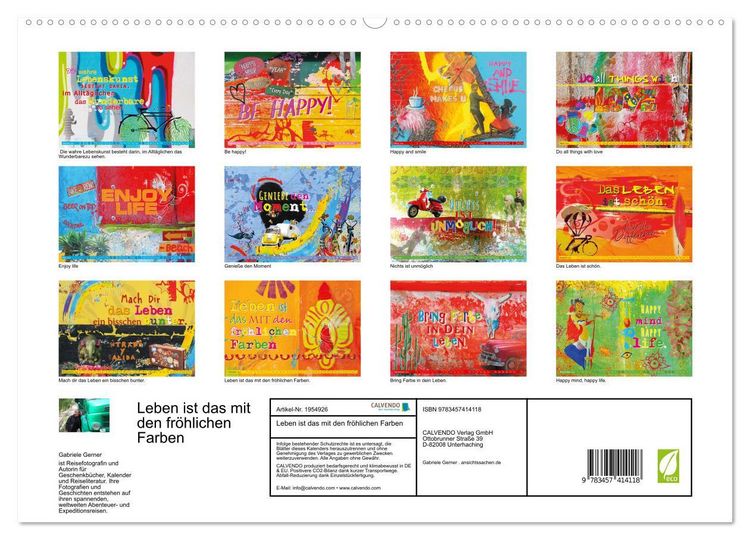 Produktbild: Leben ist das mit den fr&ouml;hlichen Farben (hochwertiger Premium Wandkalender 2026 DIN A2 quer), Kunstdruck in Hochglanz