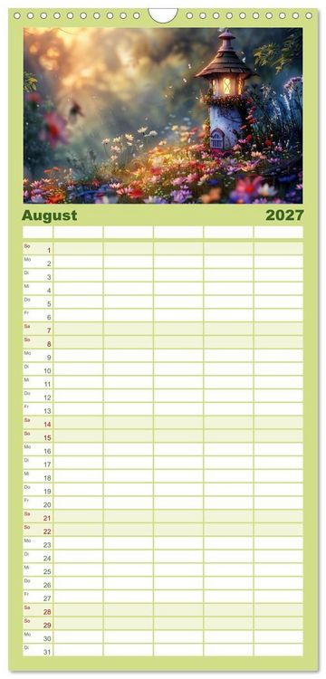 Produktbild: Familienplaner 2027 - Das kleine H&auml;uschen im Wald mit 5 Spalten (Wandkalender, 21 x 45 cm) CALVENDO