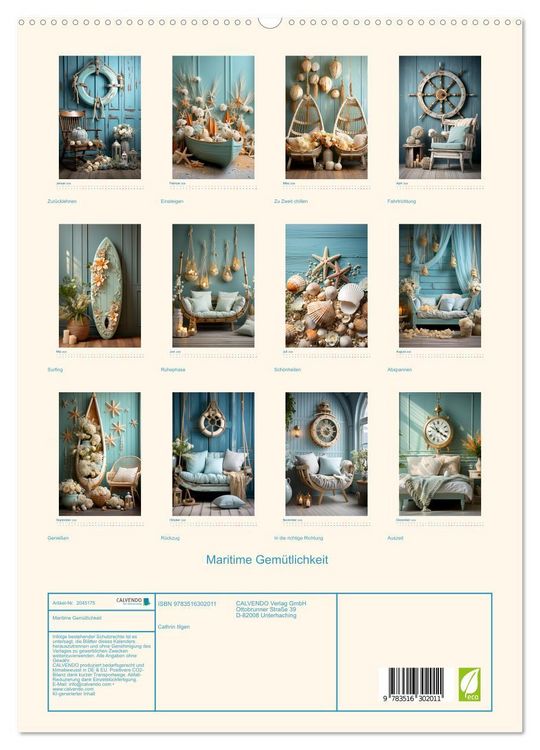 Produktbild: Maritime Gem&uuml;tlichkeit (hochwertiger Premium Wandkalender 2026 DIN A2 hoch), Kunstdruck in Hochglanz