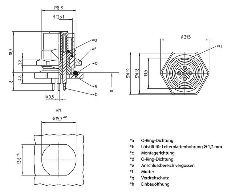 Produktbild: Lutronic 1229 Sensor-/Aktor-Einbausteckverbinder M12 Buchse, Einbau Polzahl Sensoren: 5 1St.