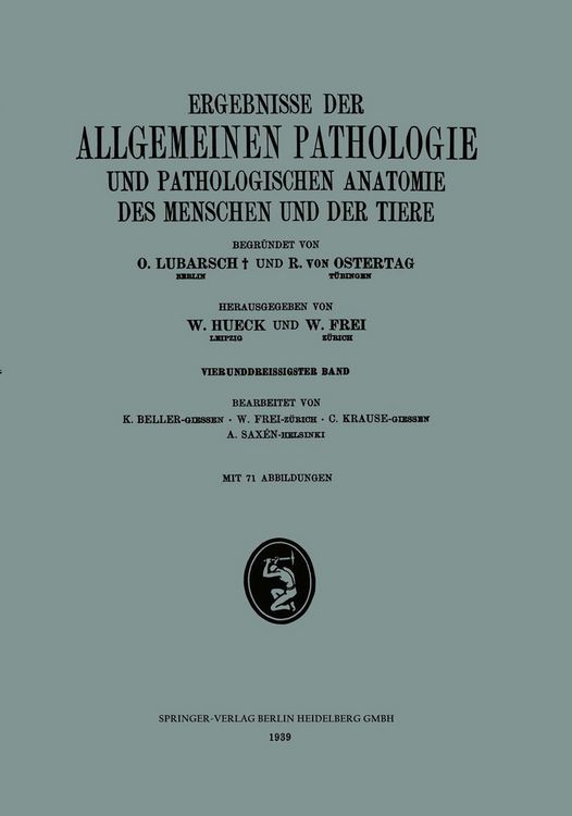 Produktbild: Ergebnisse der Allgemeinen Pathologie und Pathologischen Anatomie des Menschen und der Tiere