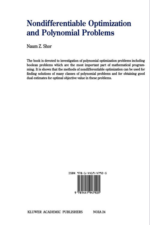 Produktbild: Nondifferentiable Optimization and Polynomial Problems