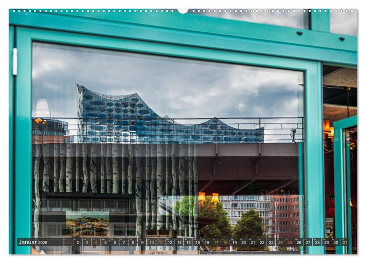 Produktbild: Die Hafenstadt Hamburg im Spiegel (hochwertiger Premium Wandkalender 2026 DIN A2 quer), Kunstdruck in Hochglanz