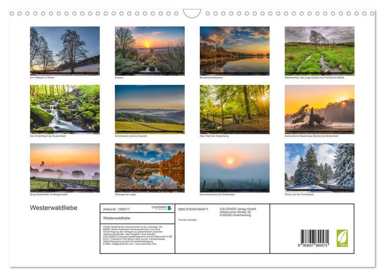 Produktbild: Westerwaldliebe (Wandkalender 2026 DIN A3 quer), CALVENDO Monatskalender