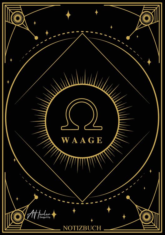 Produktbild: Edles Notizbuch Sternzeichen Waage | Designed by Alfred Herler
