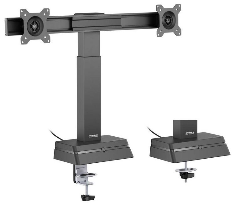 Produktbild: SpeaKa Professional Monitor-Standfu&szlig; SP-EMS-100 2 Display(s) 43,2 cm (17") - 68,6 cm (27") Motorisiert, H&ouml;henverstellbar, Hochformat, Querformat