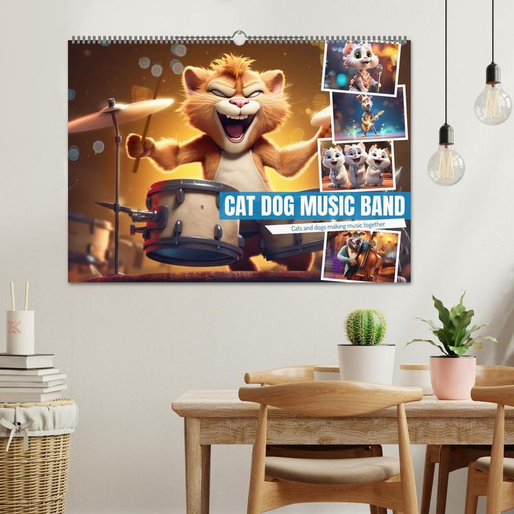 Produktbild: Cat dog music band (Wall Calendar 2026 DIN A2 landscape), CALVENDO 12 Month Wall Calendar