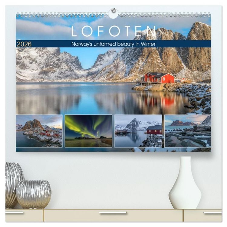Produktbild: Lofoten, Norway's untamed beauty in Winter (High Quality Premium Wall Calendar 2026 DIN A2 landscape),CALVENDO 12 Month Wall Calendar