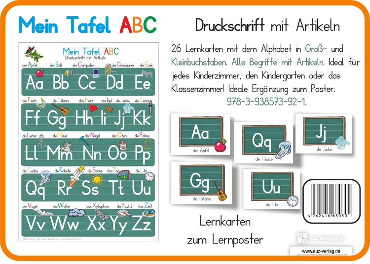 Produktbild: Mein Tafel ABC in Druckschrift mit Artikeln