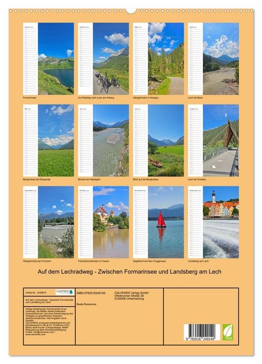 Produktbild: Auf dem Lechradweg - Zwischen Formarinsee und Landsberg am Lech (hochwertiger Premium Wandkalender 2026 DIN A2 hoch), Kunstdruck in Hochglanz