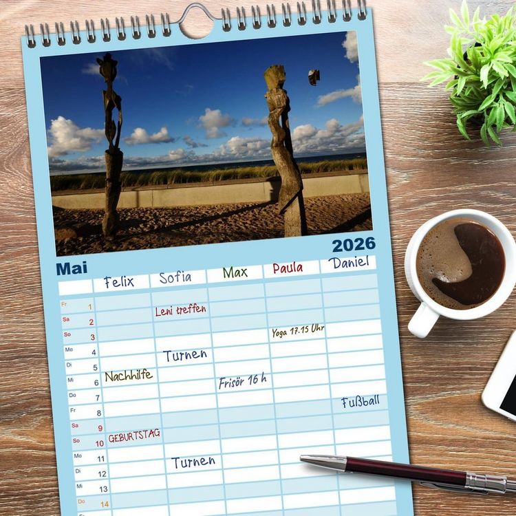 Produktbild: Familienplaner 2026 - K&uuml;hlungsborn mit 5 Spalten (Wandkalender, 21 x 45 cm) CALVENDO