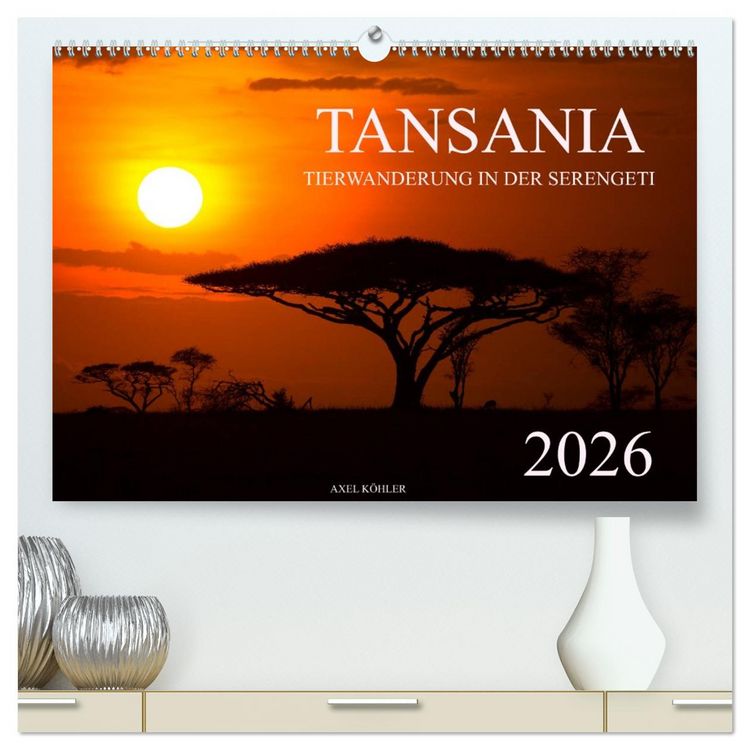 Produktbild: Tansania - Tierwanderung in der Serengeti (hochwertiger Premium Wandkalender 2026 DIN A2 quer), Kunstdruck in Hochglanz