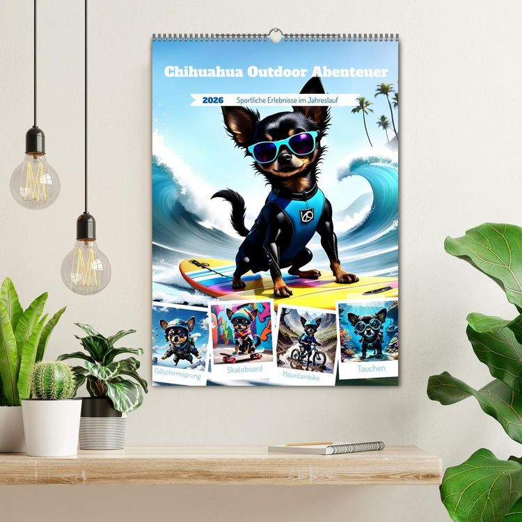 Produktbild: Chihuahua Outdoor Abenteuer (Wandkalender 2026 DIN A2 hoch), CALVENDO Monatskalender