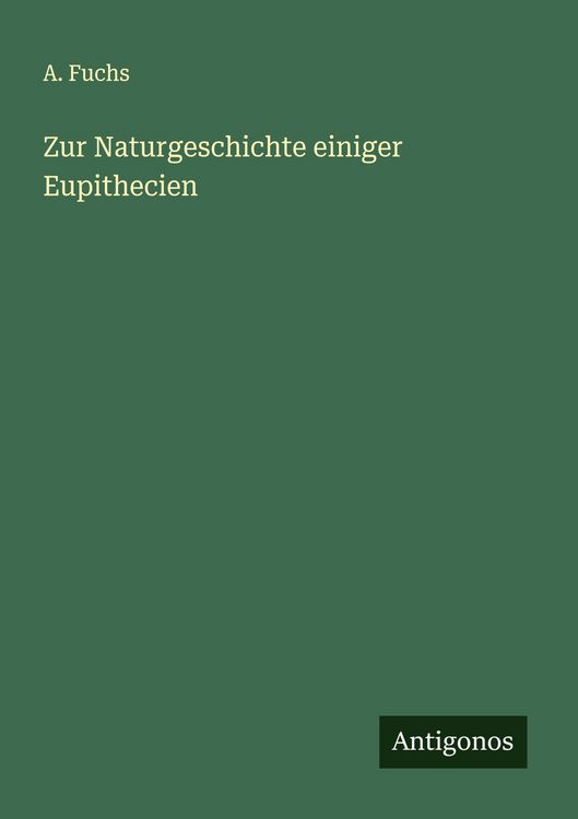 Produktbild: Zur Naturgeschichte einiger Eupithecien