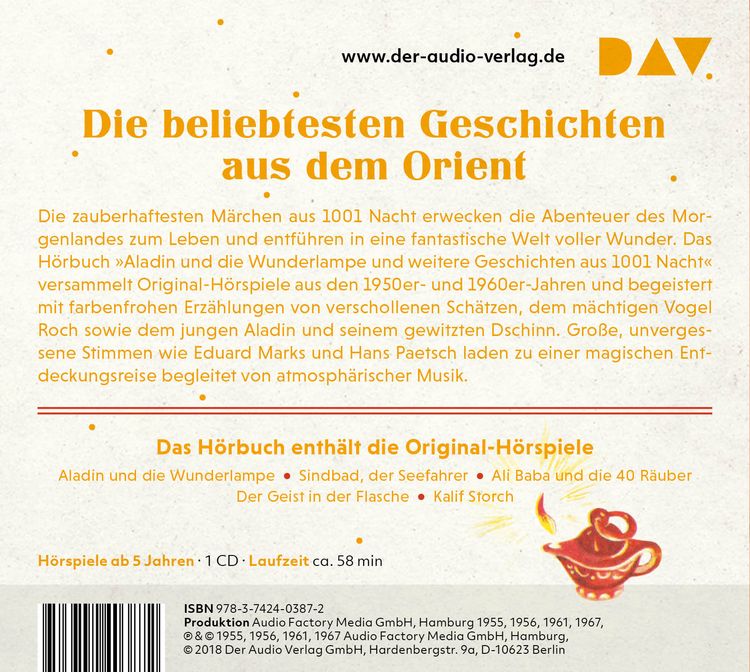 Produktbild: Aladin und die Wunderlampe und weitere Geschichten aus 1001 Nacht