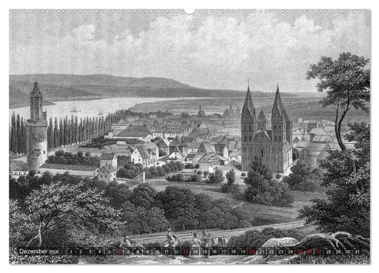 Produktbild: Der Rhein in alten Stichen (hochwertiger Premium Wandkalender 2026 DIN A2 quer), Kunstdruck in Hochglanz
