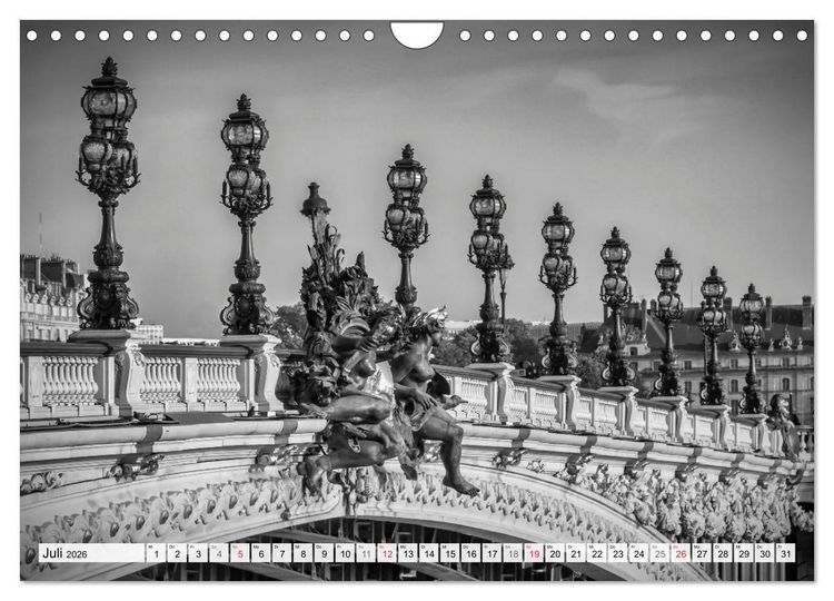Produktbild: PARIS Monochrome Impressionen (Wandkalender 2026 DIN A4 quer), CALVENDO Monatskalender
