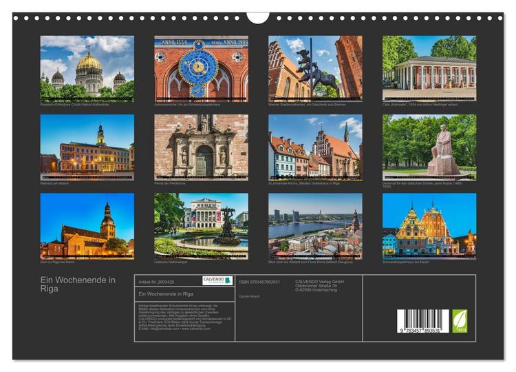 Produktbild: Ein Wochenende in Riga (Wandkalender 2026 DIN A3 quer), CALVENDO Monatskalender
