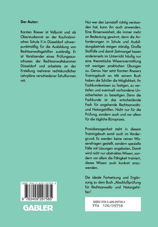 Produktbild: Training Fachkunde f&uuml;r Rechtsanwalts- und Notargehilfen