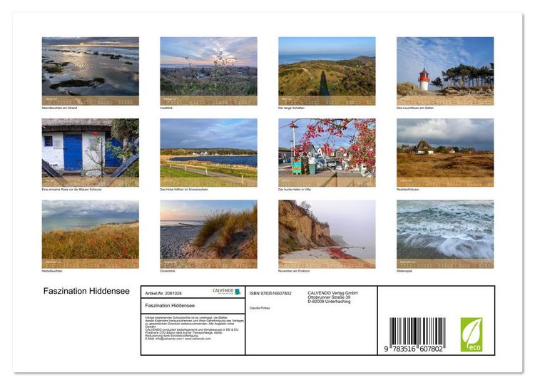 Produktbild: Faszination Hiddensee (Wandkalender 2026 DIN A4 quer), CALVENDO Monatskalender
