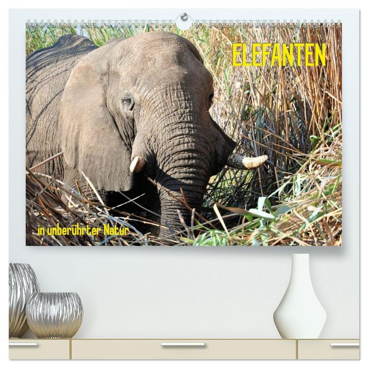 Produktbild: ELEFANTEN IN UNBER&Uuml;HRTER NATUR (hochwertiger Premium Wandkalender 2026 DIN A2 quer), Kunstdruck in Hochglanz