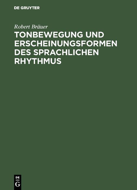 Produktbild: Tonbewegung und Erscheinungsformen des sprachlichen Rhythmus