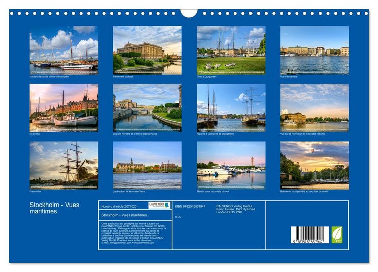 Produktbild: Stockholm - Vues maritimes (Calendrier mural 2026 DIN A3 vertical), CALVENDO calendrier mensuel