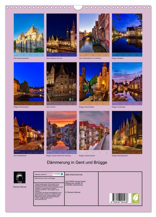 Produktbild: D&auml;mmerung in Gent und Br&uuml;gge (Wandkalender 2026 DIN A3 hoch), CALVENDO Monatskalender