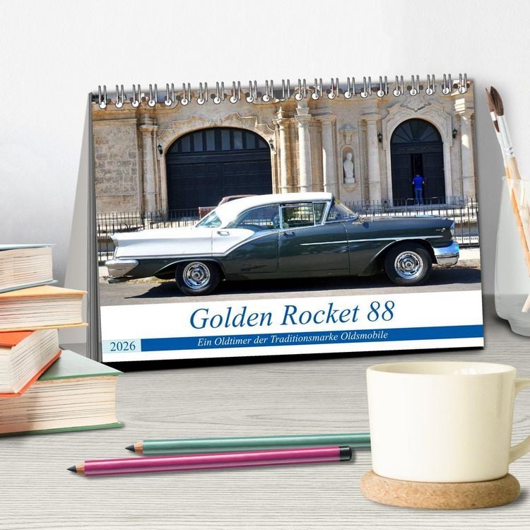 Produktbild: Golden Rocket 88 - Oldsmobile 1957 in Kuba (Tischkalender 2026 DIN A5 quer), CALVENDO Monatskalender