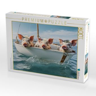 Produktbild: CALVENDO Puzzle Freche rosa Schweinchen beim Segeln | 1000 Teile Lege-Gr&ouml;&szlig;e 64x48cm Foto-Puzzle f&uuml;r gl&uuml;ckliche Stunden