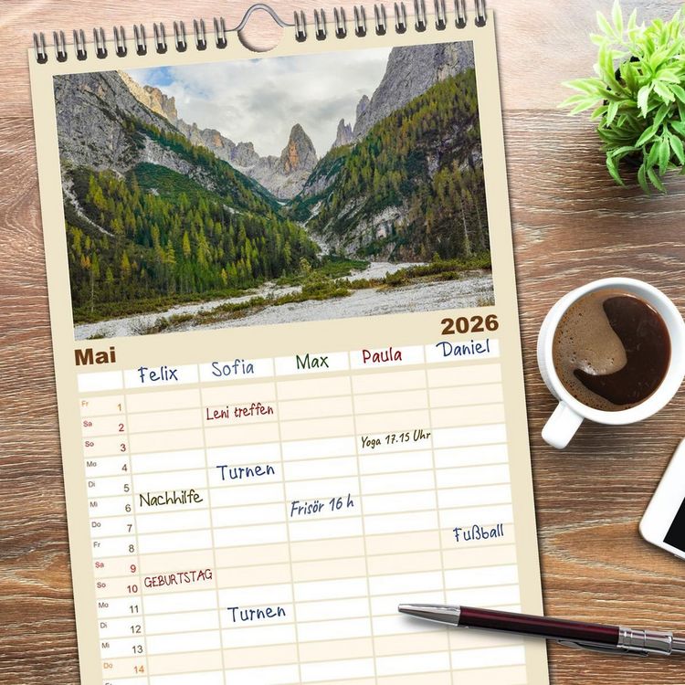 Produktbild: Familienplaner 2026 - S&uuml;dtirol Impressionen mit 5 Spalten (Wandkalender, 21 x 45 cm) CALVENDO