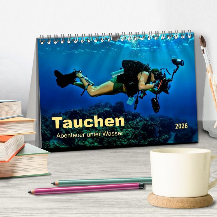 Produktbild: Tauchen - Abenteuer unter Wasser (Tischkalender 2026 DIN A5 quer), CALVENDO Monatskalender