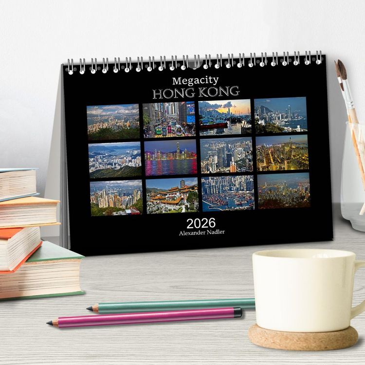 Produktbild: Megacity Hong Kong (Tischkalender 2026 DIN A5 quer), CALVENDO Monatskalender