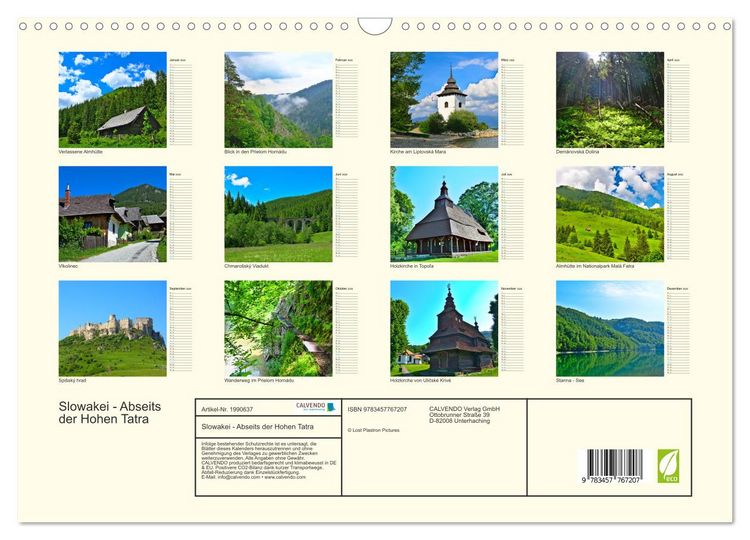 Produktbild: Slowakei - Abseits der Hohen Tatra (Wandkalender 2026 DIN A3 quer), CALVENDO Monatskalender