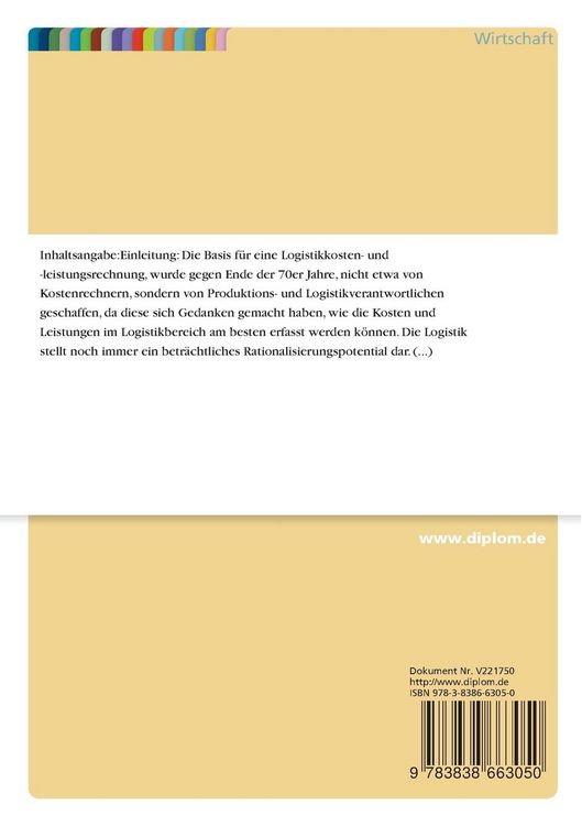 Produktbild: Aktueller Stand und Entwicklungsperspektiven der Logistikkostenrechnung
