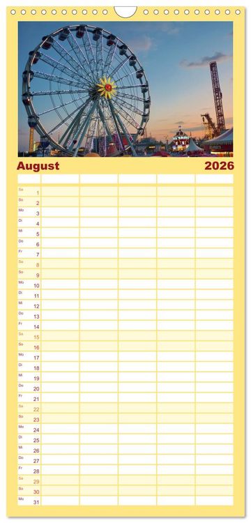 Produktbild: Familienplaner 2026 - Riesenr&auml;der und Kirmes mit 5 Spalten (Wandkalender, 21 x 45 cm) CALVENDO