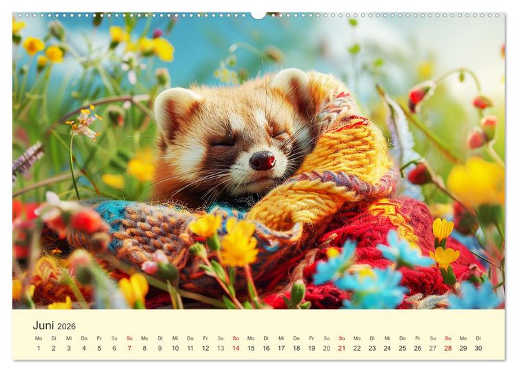Produktbild: Kecke Marder. Charmante und niedliche Fashion-Ikonen (hochwertiger Premium Wandkalender 2026 DIN A2 quer), Kunstdruck in Hochglanz