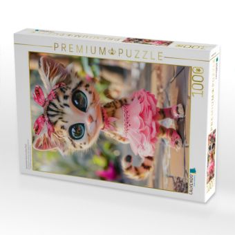 Produktbild: CALVENDO Puzzle Zauberhafte Katze im pinken Rock | 1000 Teile Lege-Gr&ouml;&szlig;e 64x48cm Foto-Puzzle f&uuml;r gl&uuml;ckliche Stunden