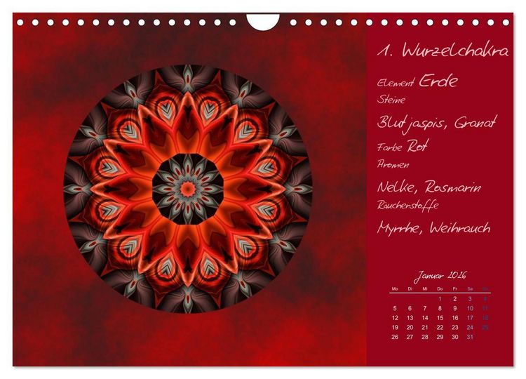 Produktbild: Kleine Chakrenlehre (Wandkalender 2026 DIN A4 quer), CALVENDO Monatskalender