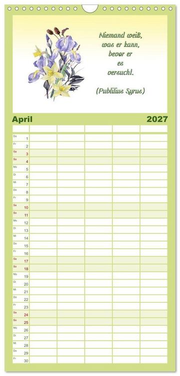 Produktbild: Familienplaner 2027 - 12 unterhaltsame Zitate f&uuml;r ein sch&ouml;nes Jahr mit 5 Spalten (Wandkalender, 21 x 45 cm) CALVENDO