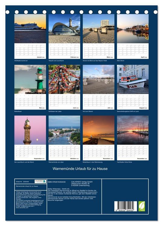 Produktbild: Warnem&uuml;nde Urlaub f&uuml;r zu Hause (Tischkalender 2026 DIN A5 hoch), CALVENDO Monatskalender