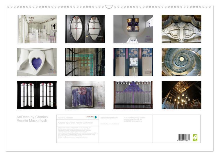 Produktbild: ArtDeco by Charles Rennie Mackintosh (Wandkalender 2026 DIN A2 quer), CALVENDO Monatskalender