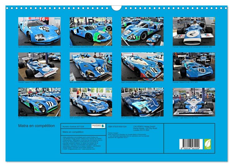 Produktbild: Matra en comp&eacute;tition (Calendrier mural 2026 DIN A3 vertical), CALVENDO calendrier mensuel